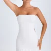 Misa Ruffle-Trim Cut-Out Bandeau Miniklänning i vitt Misa Ruffle-Trim Cut-Out Bandeau Miniklänning i vitt