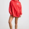 Mjuk bomullsjersey-hoodie i rött Mjuk bomullsjersey-hoodie i rött