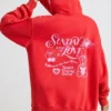Mjuk bomullsjersey-hoodie i rött Mjuk bomullsjersey-hoodie i rött