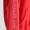 Mjuk bomullsjersey-hoodie i rött Mjuk bomullsjersey-hoodie i rött