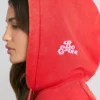 Mjuk bomullsjersey-hoodie i rött Mjuk bomullsjersey-hoodie i rött