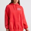 Mjuk bomullsjersey-hoodie i rött Mjuk bomullsjersey-hoodie i rött