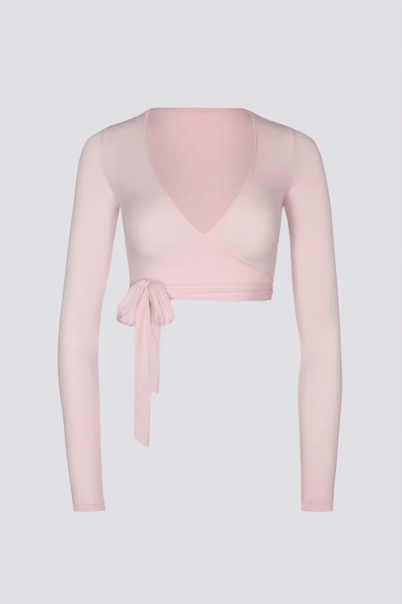 Mjuk jersey-crop-top i balettrosa Mjuk jersey-crop-top i balettrosa