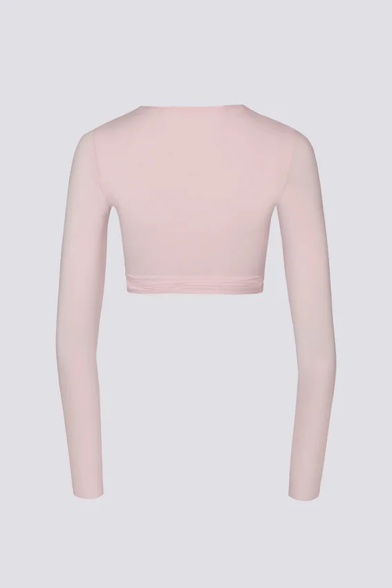 Mjuk jersey-crop-top i balettrosa Mjuk jersey-crop-top i balettrosa