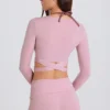 Mjuk jersey-crop-top med omlott i mauve Mjuk jersey-crop-top med omlott i mauve