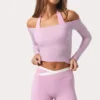 Mjuk jersey-top med bar axel i Sweet Pink Mjuk jersey-top med bar axel i Sweet Pink