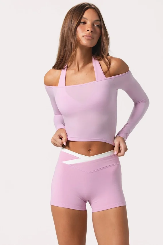 Mjuk jersey-top med bar axel i Sweet Pink Mjuk jersey-top med bar axel i Sweet Pink
