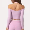 Mjuk jersey-top med bar axel i Sweet Pink Mjuk jersey-top med bar axel i Sweet Pink