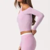 Mjuk jersey-top med bar axel i Sweet Pink Mjuk jersey-top med bar axel i Sweet Pink