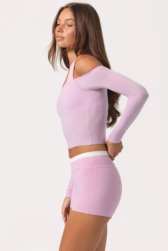 Mjuk jersey-top med bar axel i Sweet Pink Mjuk jersey-top med bar axel i Sweet Pink