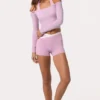 Mjuk jersey-top med bar axel i Sweet Pink Mjuk jersey-top med bar axel i Sweet Pink