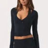 Mjuk jersey-wrap-toppar i svart Mjuk jersey-wrap-toppar i svart