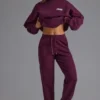 Mjuka joggingbyxor i bomullsjersey med avslappnad midja i färgen Grape Mjuka joggingbyxor i bomullsjersey med avslappnad midja i färgen Grape