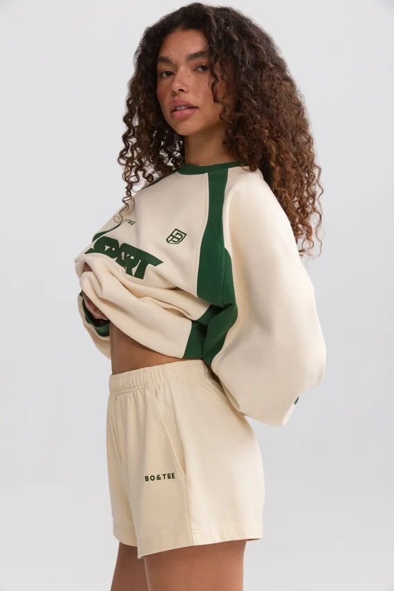 Mjuka minishorts i bomullsjersey med resår i marmor Mjuka minishorts i bomullsjersey med resår i marmor