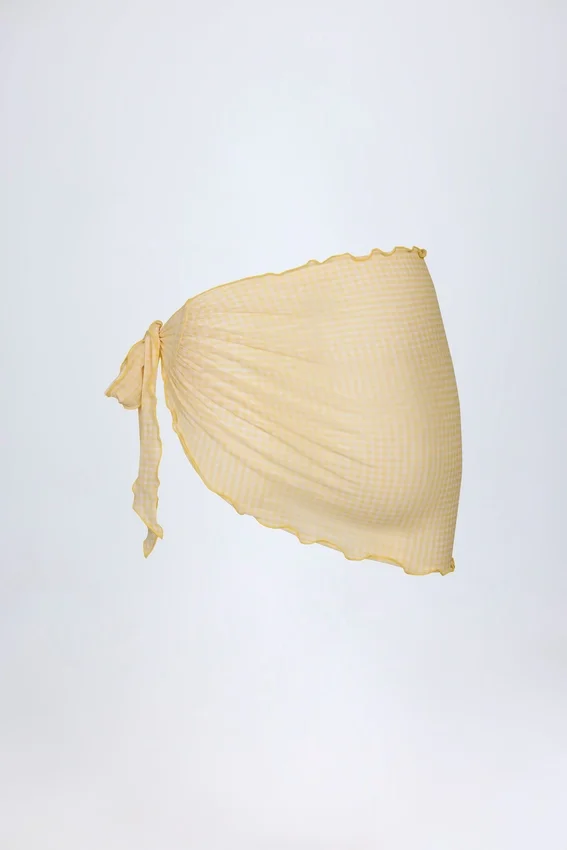 Molinas sarong med knytband i gul rutig Molinas sarong med knytband i gul rutig
