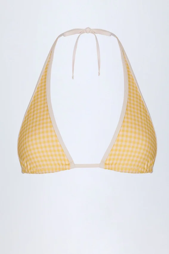 Morella halterneck-bikinitopp i gul rutig Morella halterneck-bikinitopp i gul rutig