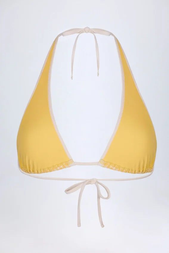 Morella halterneck-bikinitopp i gul rutig Morella halterneck-bikinitopp i gul rutig