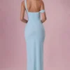 Naelle Mesh Draped Corset Gown i ljus aqua Naelle Mesh Draped Corset Gown i ljus aqua