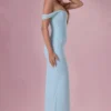 Naelle Mesh Draped Corset Gown i ljus aqua Naelle Mesh Draped Corset Gown i ljus aqua