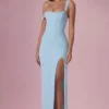 Naelle Mesh Draped Corset Gown i ljus aqua Naelle Mesh Draped Corset Gown i ljus aqua
