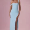 Naelle Mesh Draped Corset Gown i ljus aqua Naelle Mesh Draped Corset Gown i ljus aqua