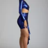 Nasira Cut Out Metallic Jersey Miniklänning i Electric Blue Nasira Cut Out Metallic Jersey Miniklänning i Electric Blue