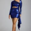Nasira Cut Out Metallic Jersey Miniklänning i Electric Blue Nasira Cut Out Metallic Jersey Miniklänning i Electric Blue