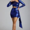Nasira Cut Out Metallic Jersey Miniklänning i Electric Blue Nasira Cut Out Metallic Jersey Miniklänning i Electric Blue