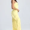 Nevali bandeau-maxiklänning med volangkant i citrongul Nevali bandeau-maxiklänning med volangkant i citrongul
