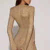 Nevina Asymmetrisk bodycon-miniklänning med dekorationer i guld Nevina Asymmetrisk bodycon-miniklänning med dekorationer i guld