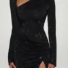 Nevina Asymmetrisk bodycon-miniklänning med dekorationer i svart Nevina Asymmetrisk bodycon-miniklänning med dekorationer i svart