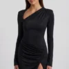 Nevina Asymmetrisk bodycon-miniklänning med dekorationer i svart Nevina Asymmetrisk bodycon-miniklänning med dekorationer i svart