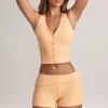 Nina Modal Foldover Mid-Rise Shorts i färgen Peach Nina Modal Foldover Mid-Rise Shorts i färgen Peach