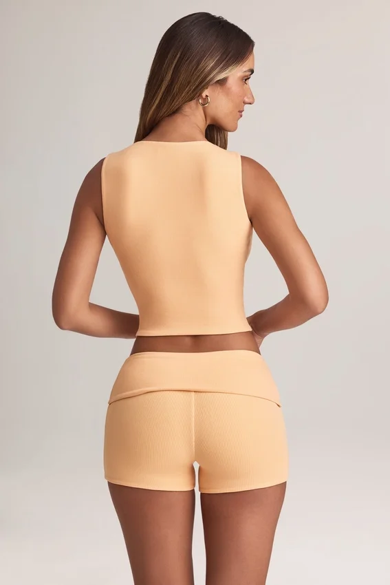 Nina Modal Foldover Mid-Rise Shorts i färgen Peach Nina Modal Foldover Mid-Rise Shorts i färgen Peach