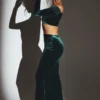 Nixie Velvet Mid-Rise Maxi Kjol i smaragdgrönt Nixie Velvet Mid-Rise Maxi Kjol i smaragdgrönt