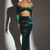 Nixie Velvet Mid-Rise Maxi Kjol i smaragdgrönt Nixie Velvet Mid-Rise Maxi Kjol i smaragdgrönt
