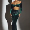 Nixie Velvet Mid-Rise Maxi Kjol i smaragdgrönt Nixie Velvet Mid-Rise Maxi Kjol i smaragdgrönt