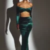 Nixie Velvet Mid-Rise Maxi Kjol i smaragdgrönt Nixie Velvet Mid-Rise Maxi Kjol i smaragdgrönt