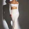 Nixie Velvet Mid-Rise Maxi Kjolar i Ivory Nixie Velvet Mid-Rise Maxi Kjolar i Ivory