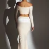 Nixie Velvet Mid-Rise Maxi Kjolar i Ivory Nixie Velvet Mid-Rise Maxi Kjolar i Ivory