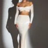 Nixie Velvet Mid-Rise Maxi Kjolar i Ivory Nixie Velvet Mid-Rise Maxi Kjolar i Ivory
