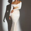 Nixie Velvet Mid-Rise Maxi Kjolar i Ivory Nixie Velvet Mid-Rise Maxi Kjolar i Ivory