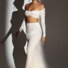 Nixie Velvet Mid-Rise Maxi Kjolar i Ivory Nixie Velvet Mid-Rise Maxi Kjolar i Ivory