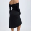 Noelle Modal Off-Shoulder Ruched Midaxi-klänning i svart Noelle Modal Off-Shoulder Ruched Midaxi-klänning i svart