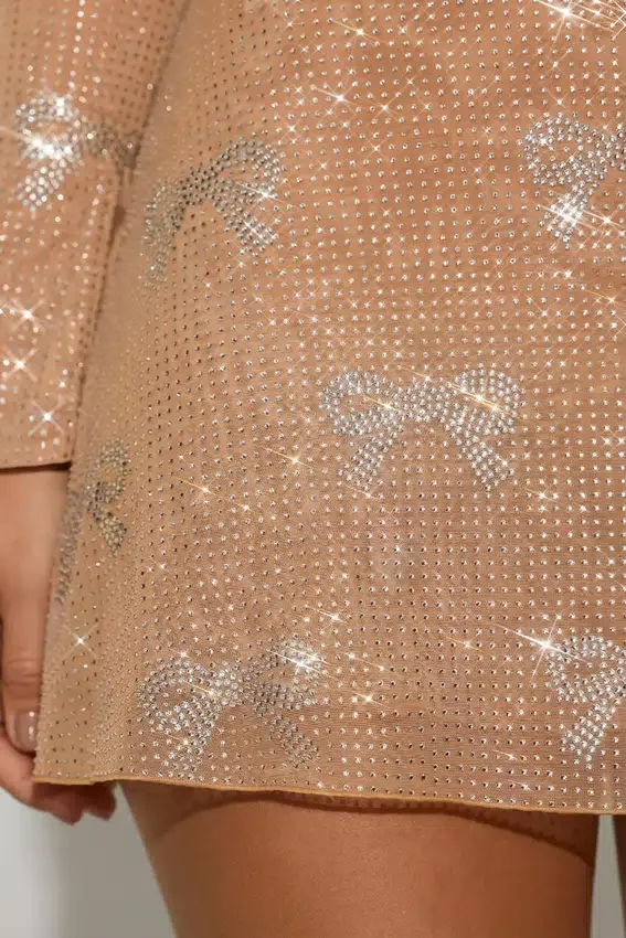 Nolene Embellished Mid-Rise A-Line Mini Kjolar i Almond Nolene Embellished Mid-Rise A-Line Mini Kjolar i Almond