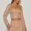 Nolene Embellished Mid-Rise A-Line Mini Kjolar i Almond Nolene Embellished Mid-Rise A-Line Mini Kjolar i Almond