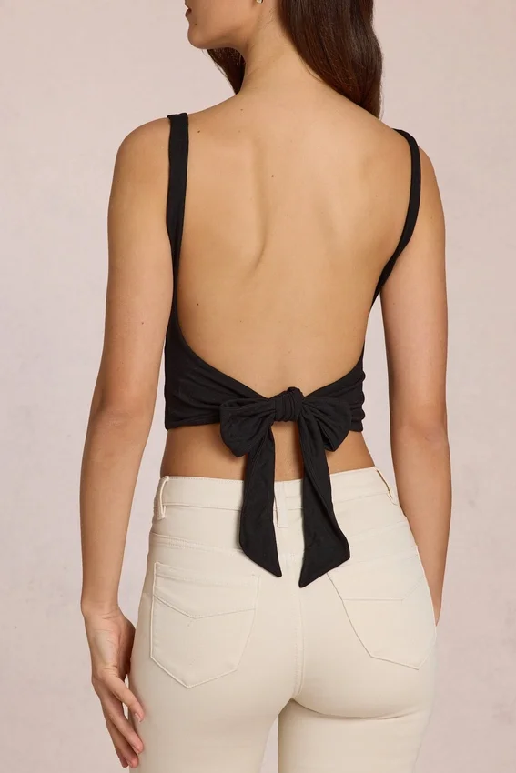 Norelle Modal Tie-Back Top i svart Norelle Modal Tie-Back Top i svart
