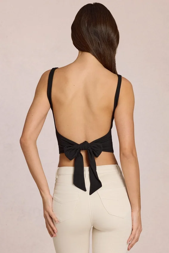 Norelle Modal Tie-Back Top i svart Norelle Modal Tie-Back Top i svart