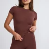 Nour Tall Mid Rise Wide Leg Trouser i chokladbrun Nour Tall Mid Rise Wide Leg Trouser i chokladbrun