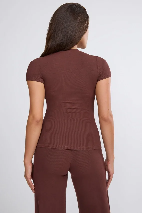 Nour Tall Mid Rise Wide Leg Trouser i chokladbrun Nour Tall Mid Rise Wide Leg Trouser i chokladbrun